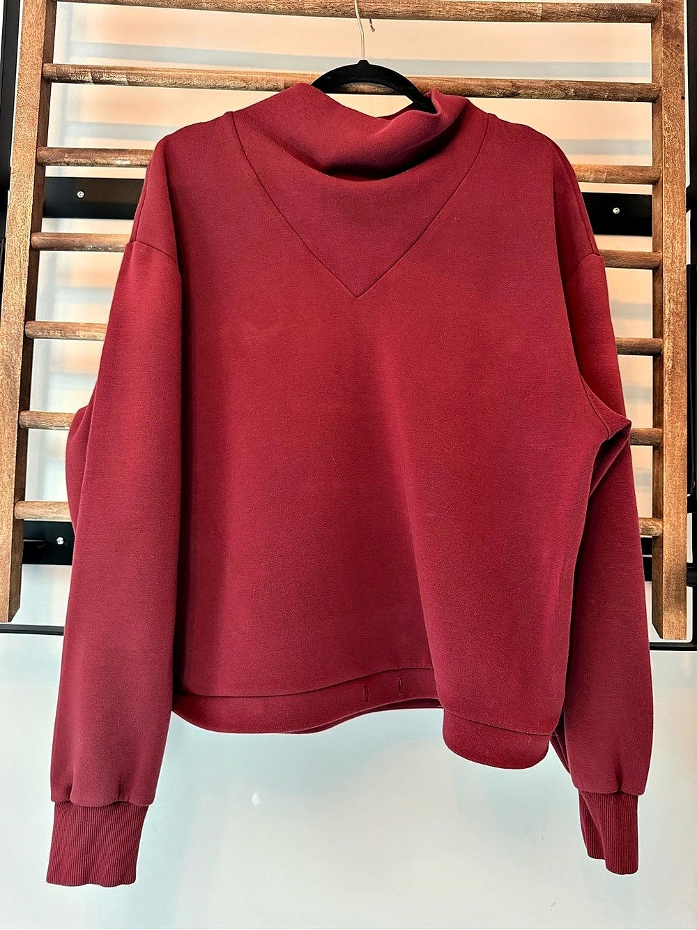 Varley DoubleSoft Cowl Neck Sweatshirt in Burgundy Wine